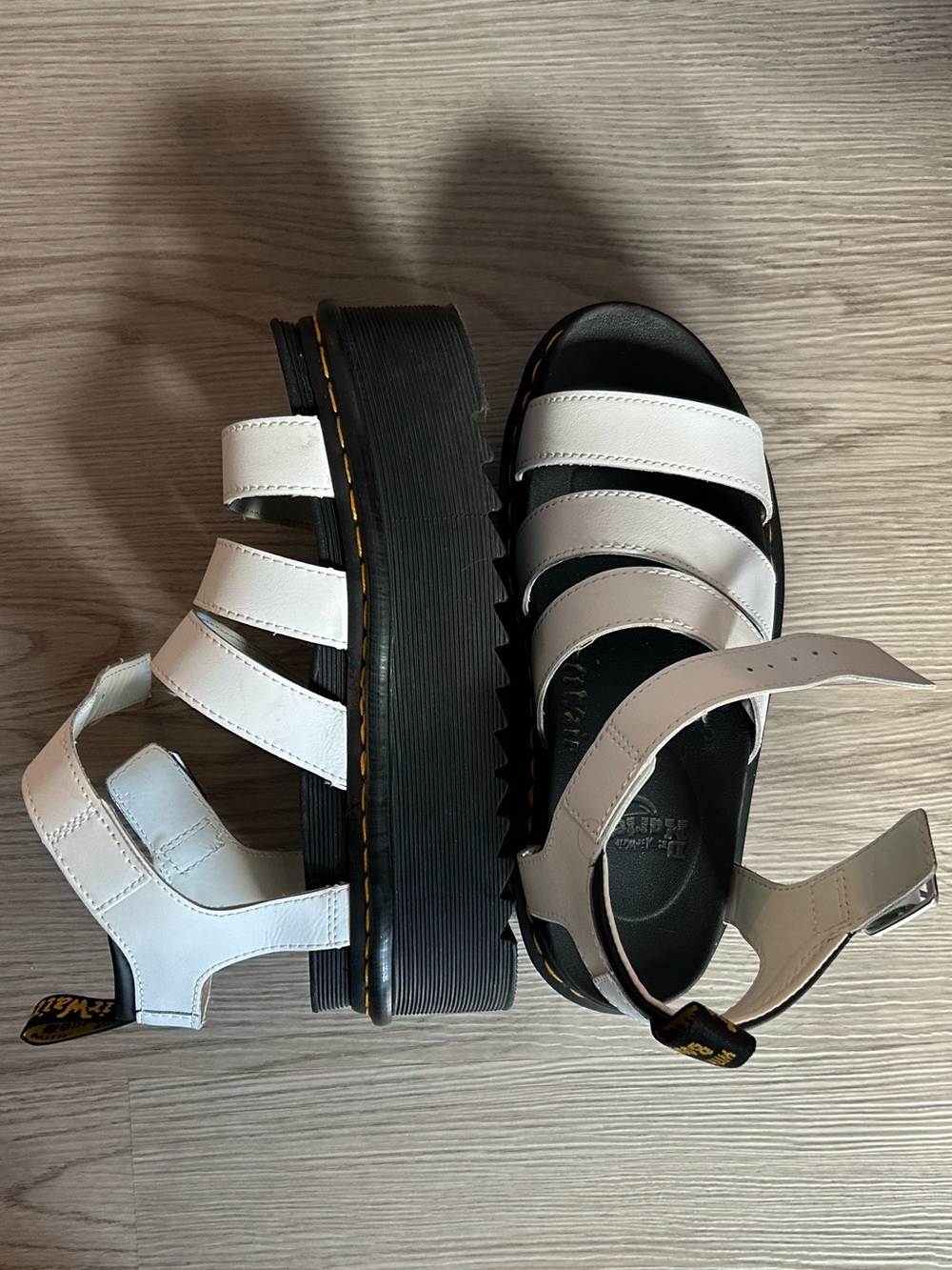 Dr. Martens White Platform Strappy Sandals